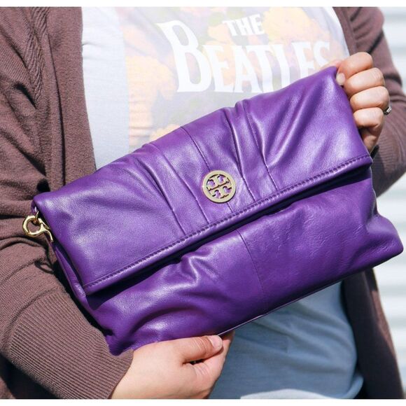 COPY - NWT Tory Burch Oversized Clutch Foldover Crossbody Bag Jewel Purple - Picture 1 of 11